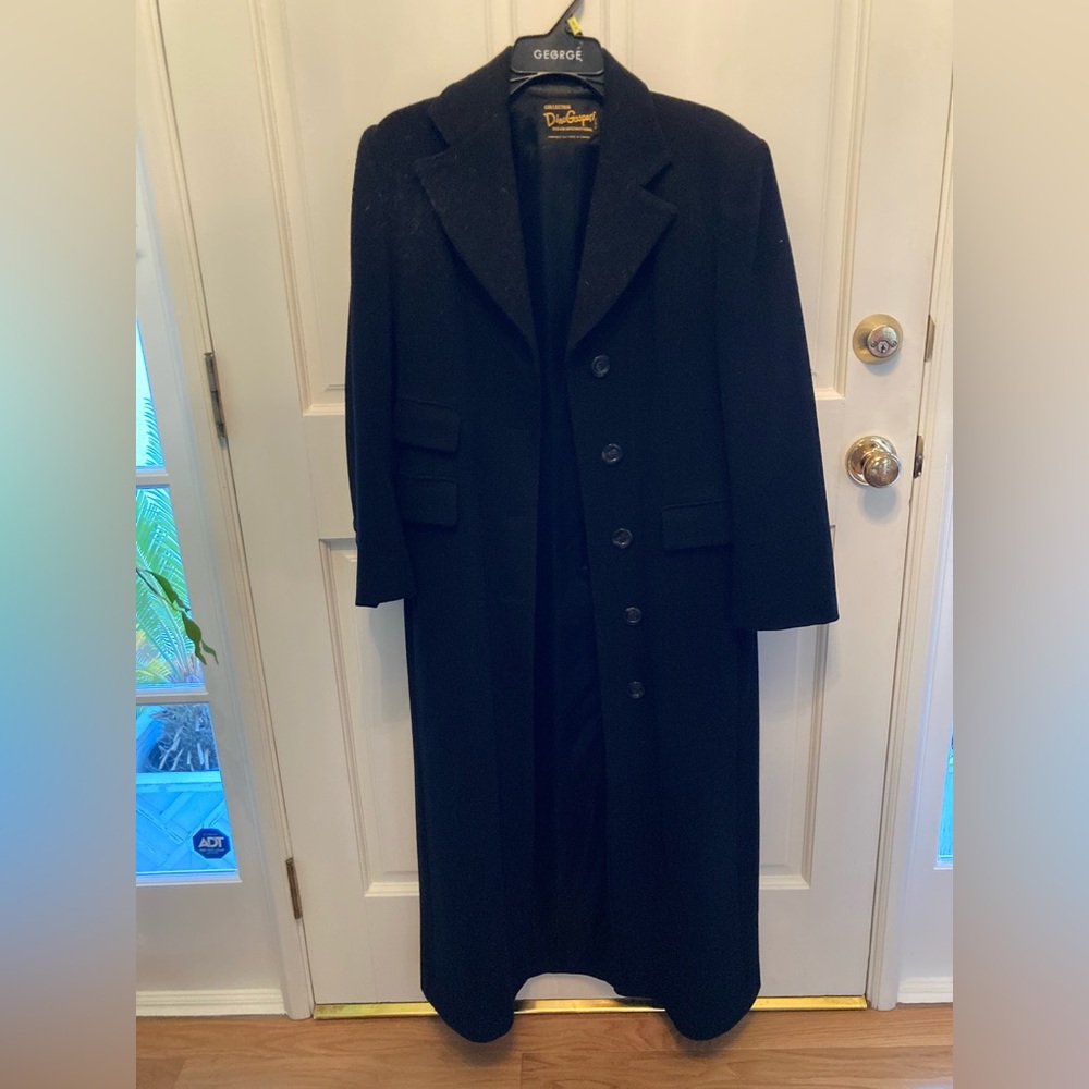 Dino Gaspari black full length wool coat